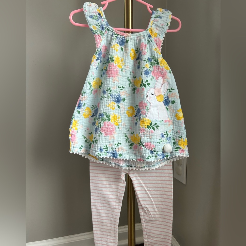 Mud Pie Floral Bunny Tank and Legging Set